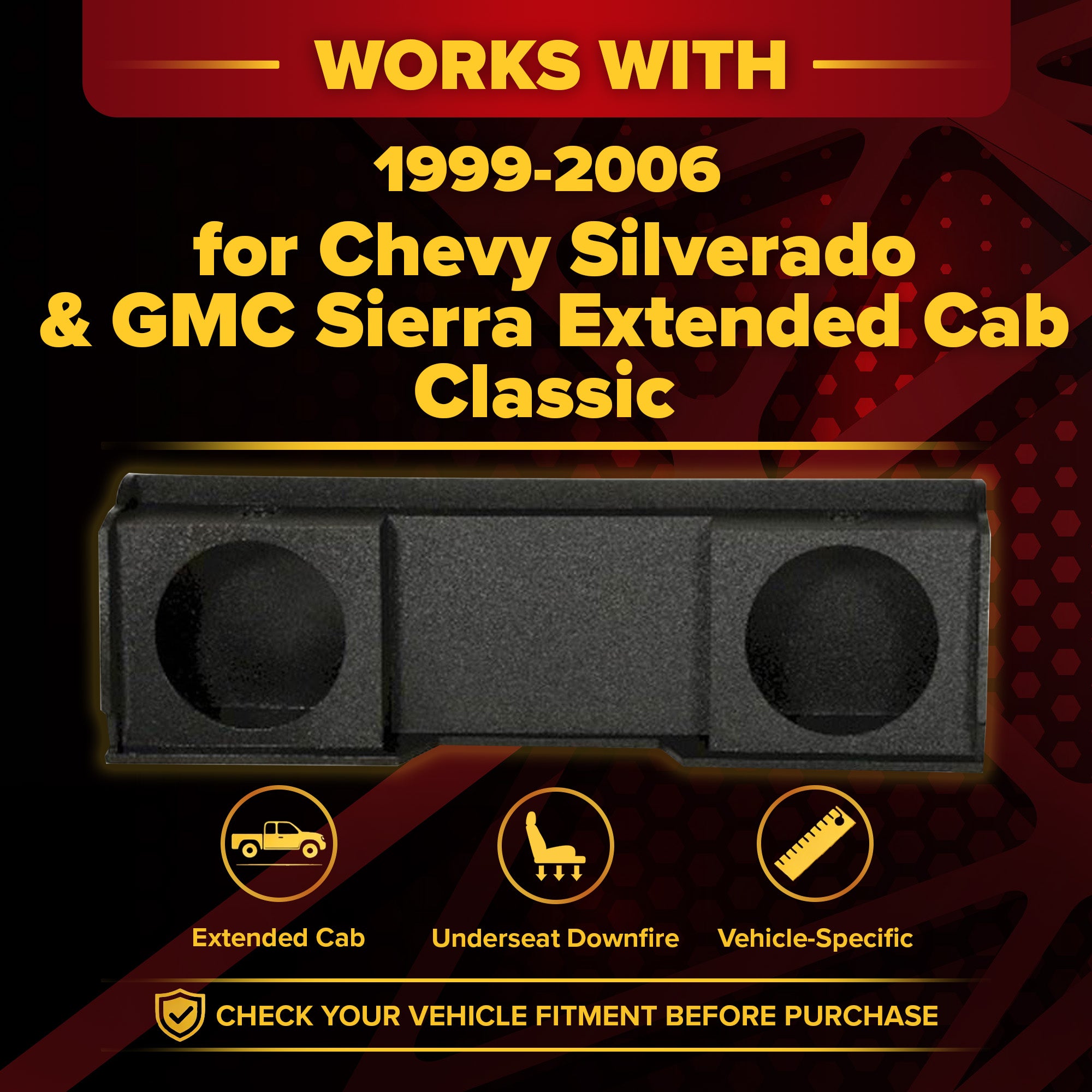 QPower Dual 10" Sub Box for Chevy Silverado & GMC Sierra XCab Classic 1999-2006 - VMInnovations