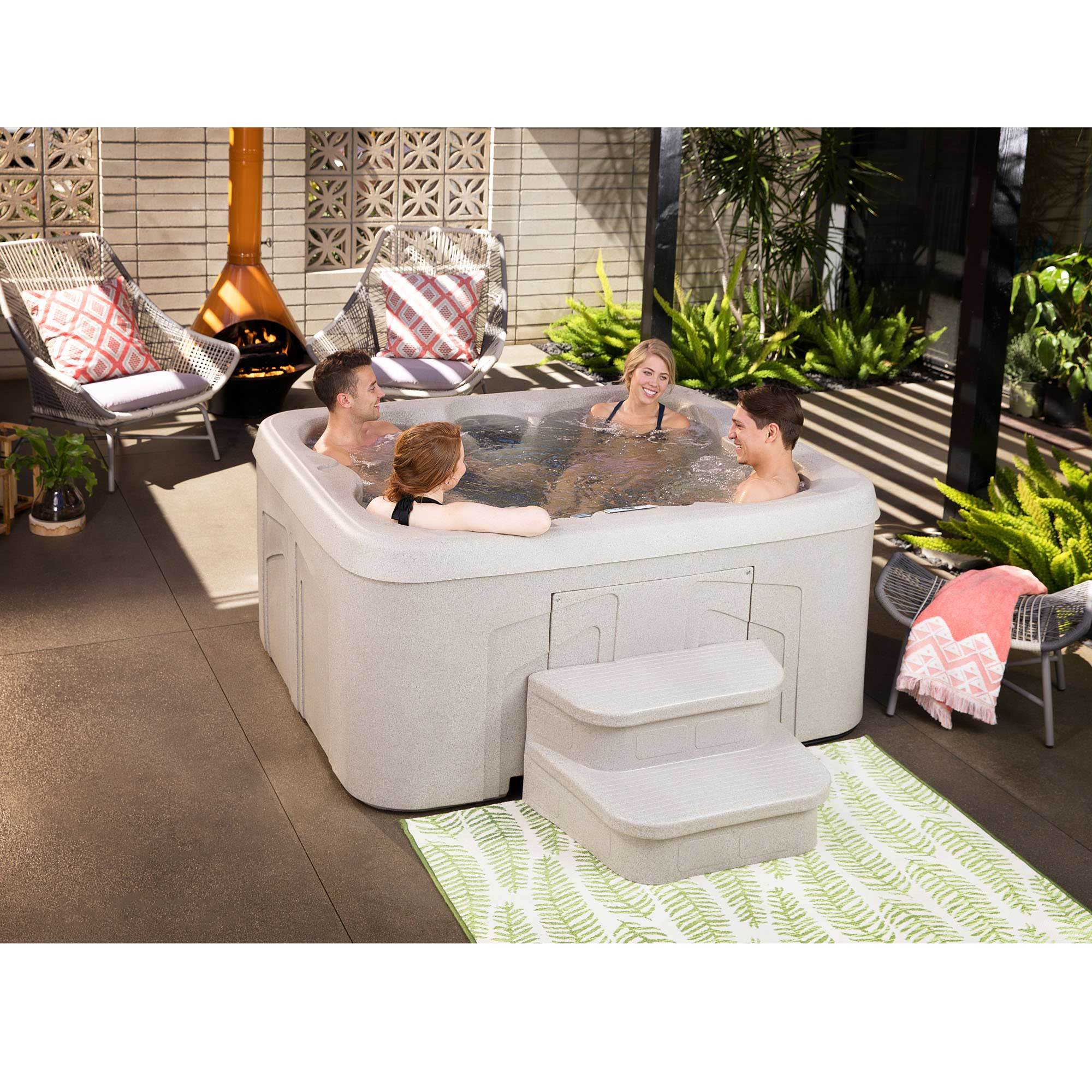 Lifesmart Spas Simplicity 4-Person Plug & Play Hot Tub Spa with Cover & Steps
