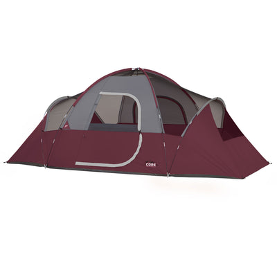 CORE Extended Dome Tent 16 x 9 Foot 9 Person Camping Tent with Air Vents, Red