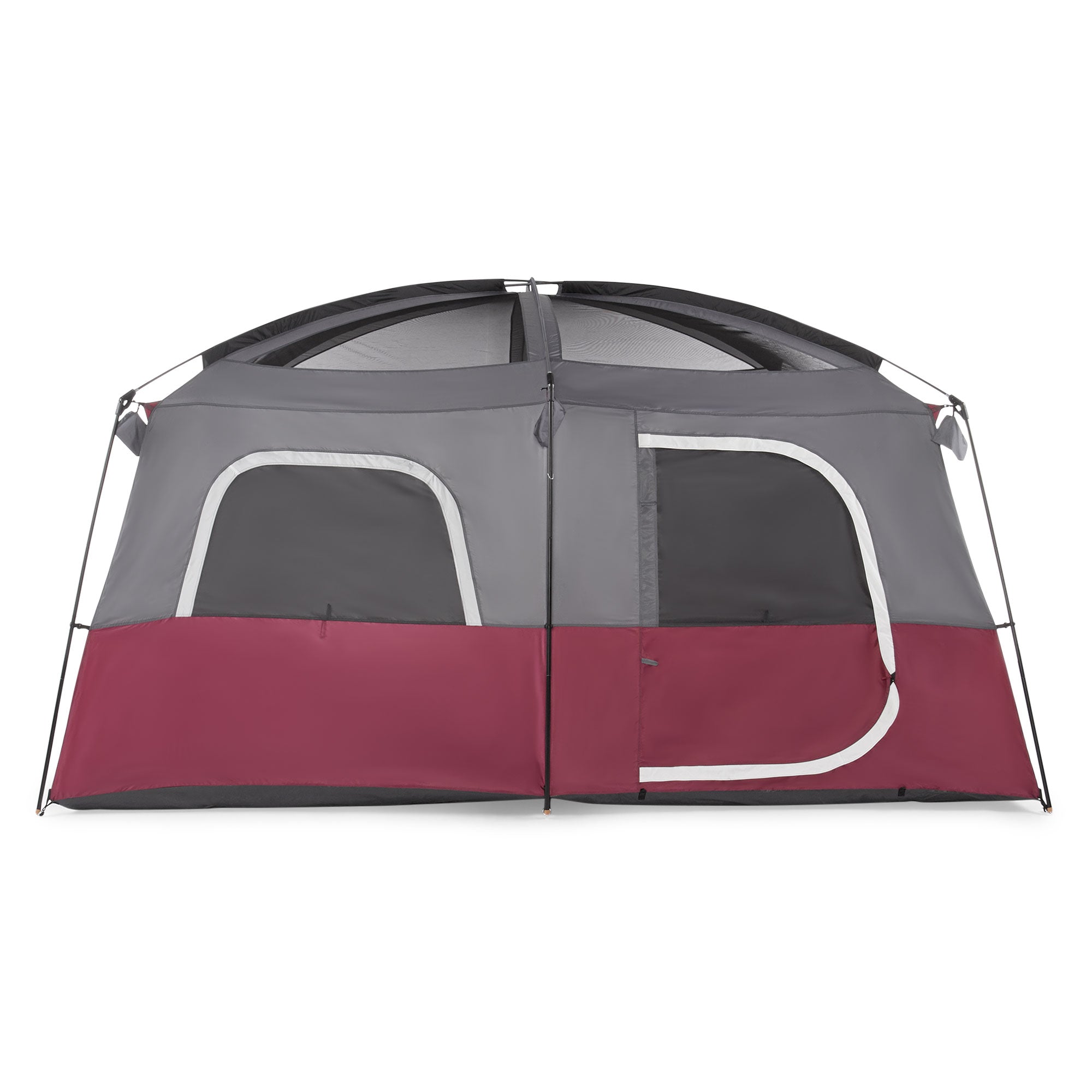 CORE Straight Wall 14 x 10 Foot 10 Person Cabin Tent with 2 Rooms & Rainfly, Red