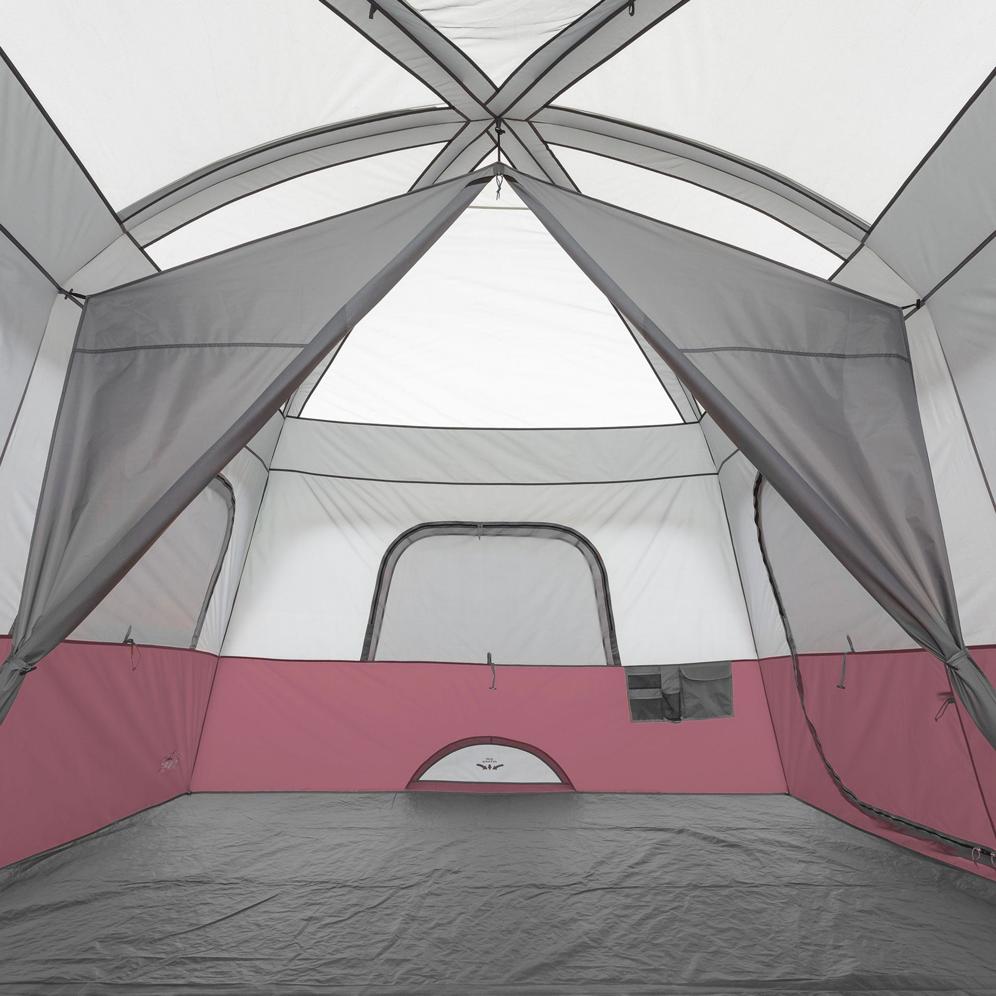 CORE Straight Wall 14 x 10 Foot 10 Person Cabin Tent with 2 Rooms & Rainfly, Red