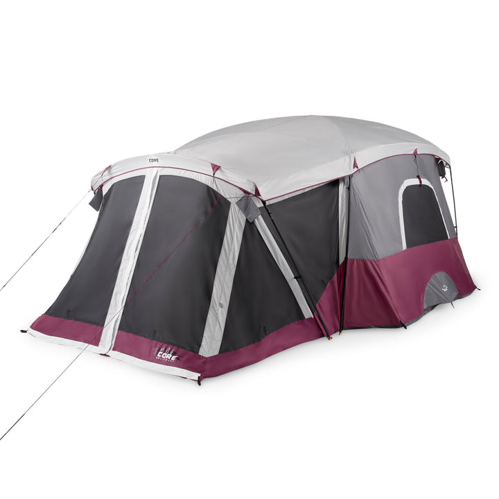 CORE 40072 11-Person Family Camping Cabin Tent with Screen Room, Red (Open Box) - VMInnovations