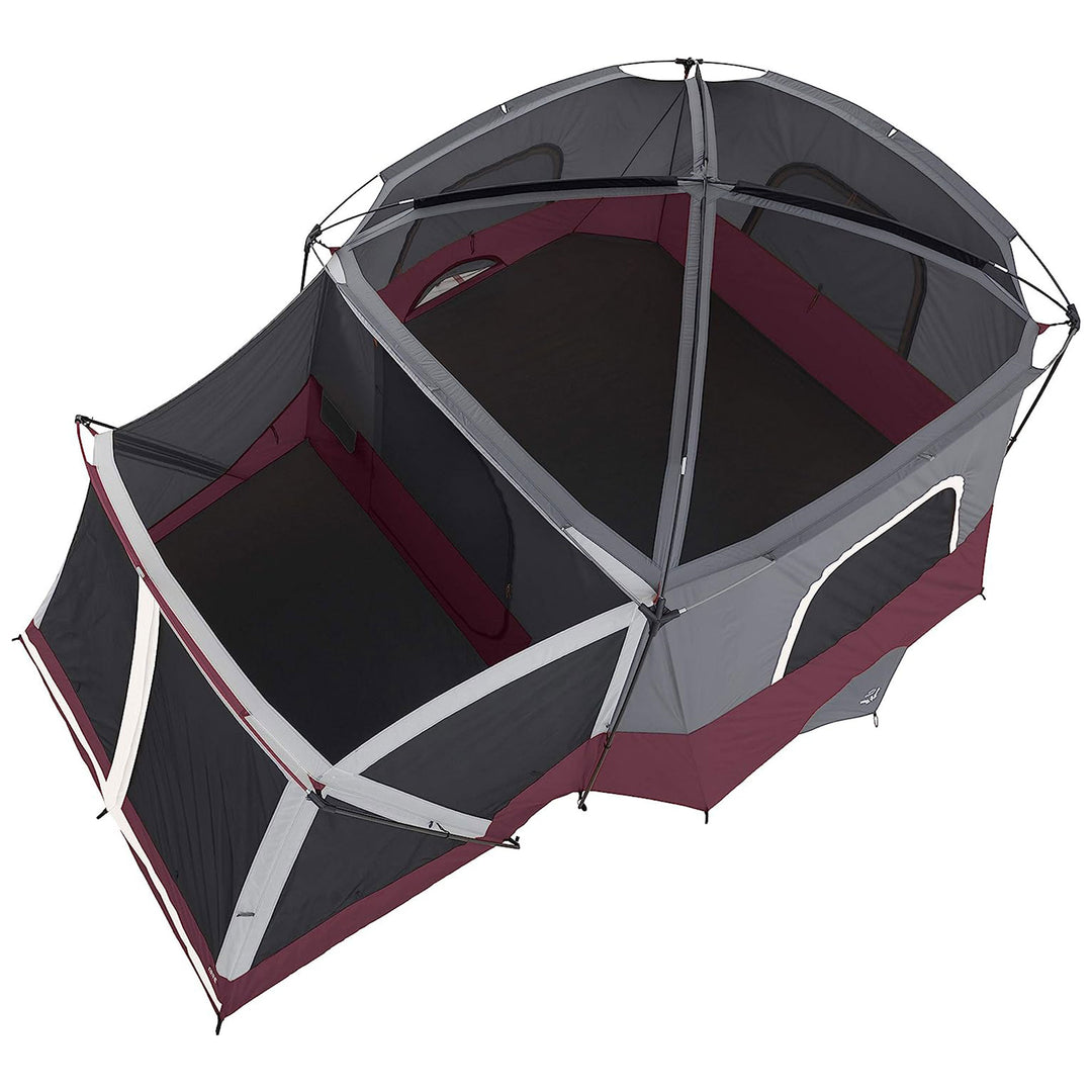 CORE 40072 11-Person Family Camping Cabin Tent with Screen Room, Red (Open Box) - VMInnovations