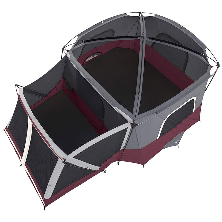 CORE 40072 11-Person Family Camping Cabin Tent with Screen Room, Red (Open Box) - VMInnovations