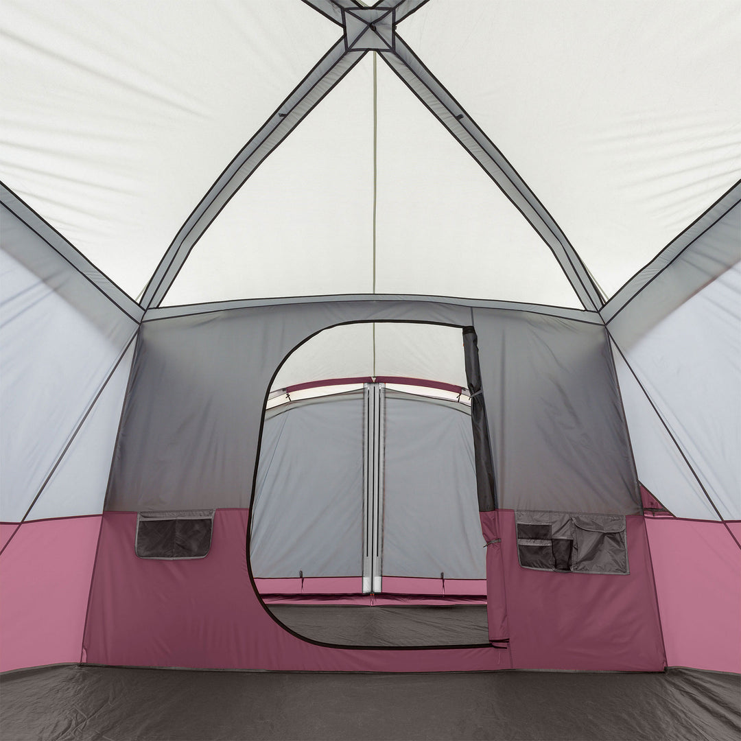 CORE 40072 11-Person Family Camping Cabin Tent with Screen Room, Red (Open Box) - VMInnovations