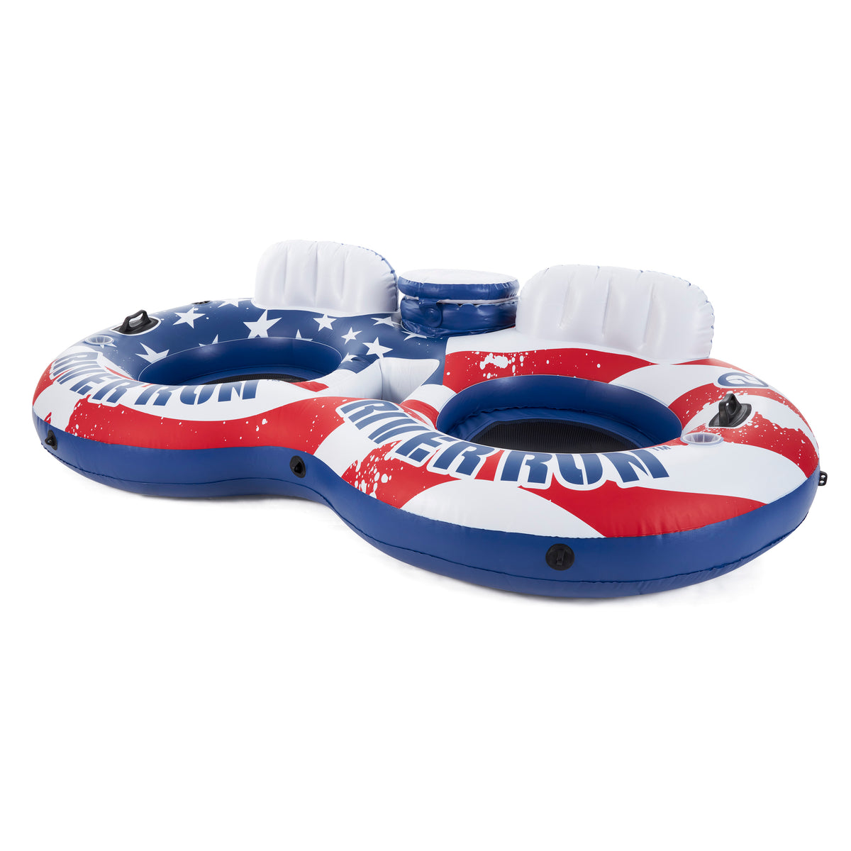 Intex American Flag 2 Person Float w/ River Run 1 Person Tube (2 Pack)
