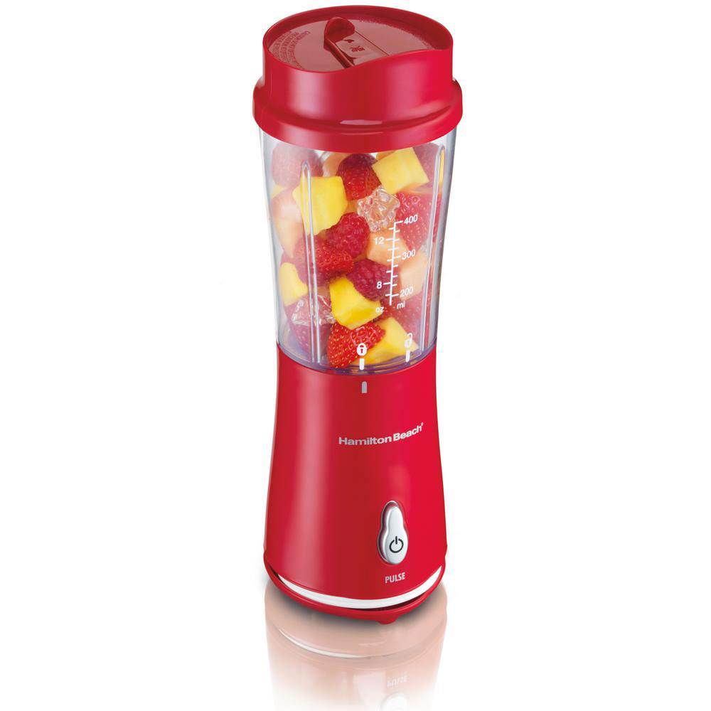 Hamilton Beach 51101RV Single Serve Smoothie Blender with Travel Cup & Lid, Red