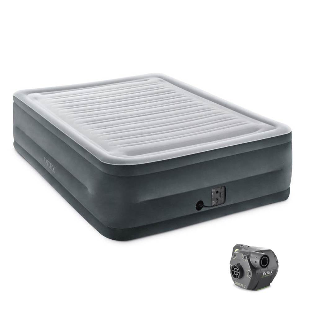 Intex Queen Comfort High Rise Airbed Mattress w/ Built In Pump & Cordless Pump