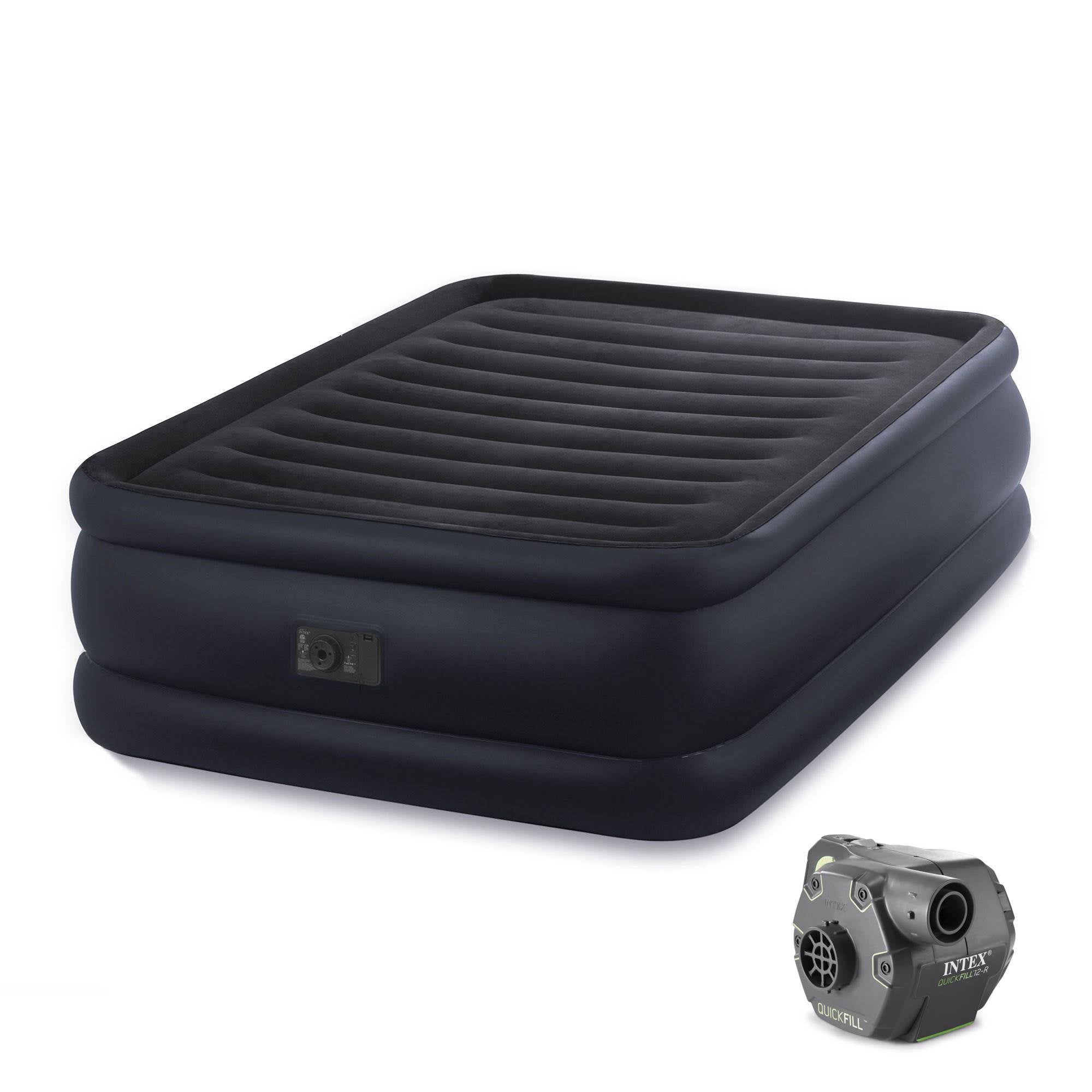 Intex Queen 22" Raised Downy Airbed Mattress w/ Built In Pump & Cordless Pump
