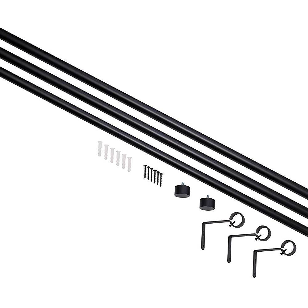 Umbra Cappa 1 Inch Adjustable 66 to 120 Inch Curtain Rod, Black (Open Box) - VMInnovations