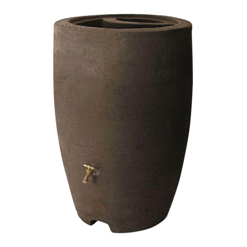 Algreen Athena 50 Gallon Plastic Rain Water Collection Drum Barrel, Brownstone