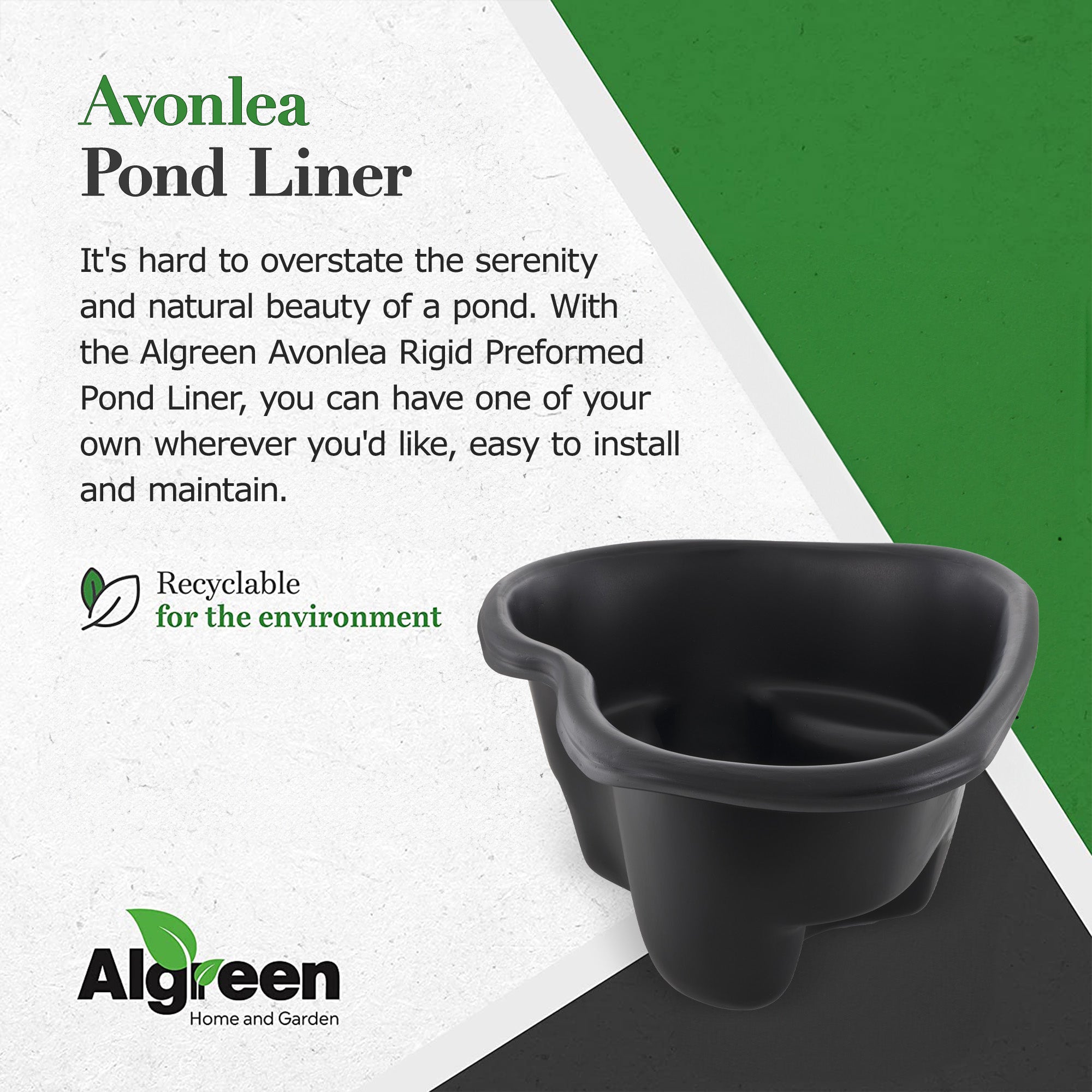 Algreen Avonlea Rigid Preformed 33 Gallon Plant Safe Pond Liner, Black (Used)