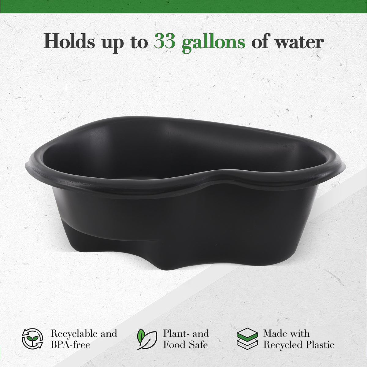 Algreen Avonlea Rigid Preformed 33 Gallon Plant Safe Pond Liner, Black(Open Box)