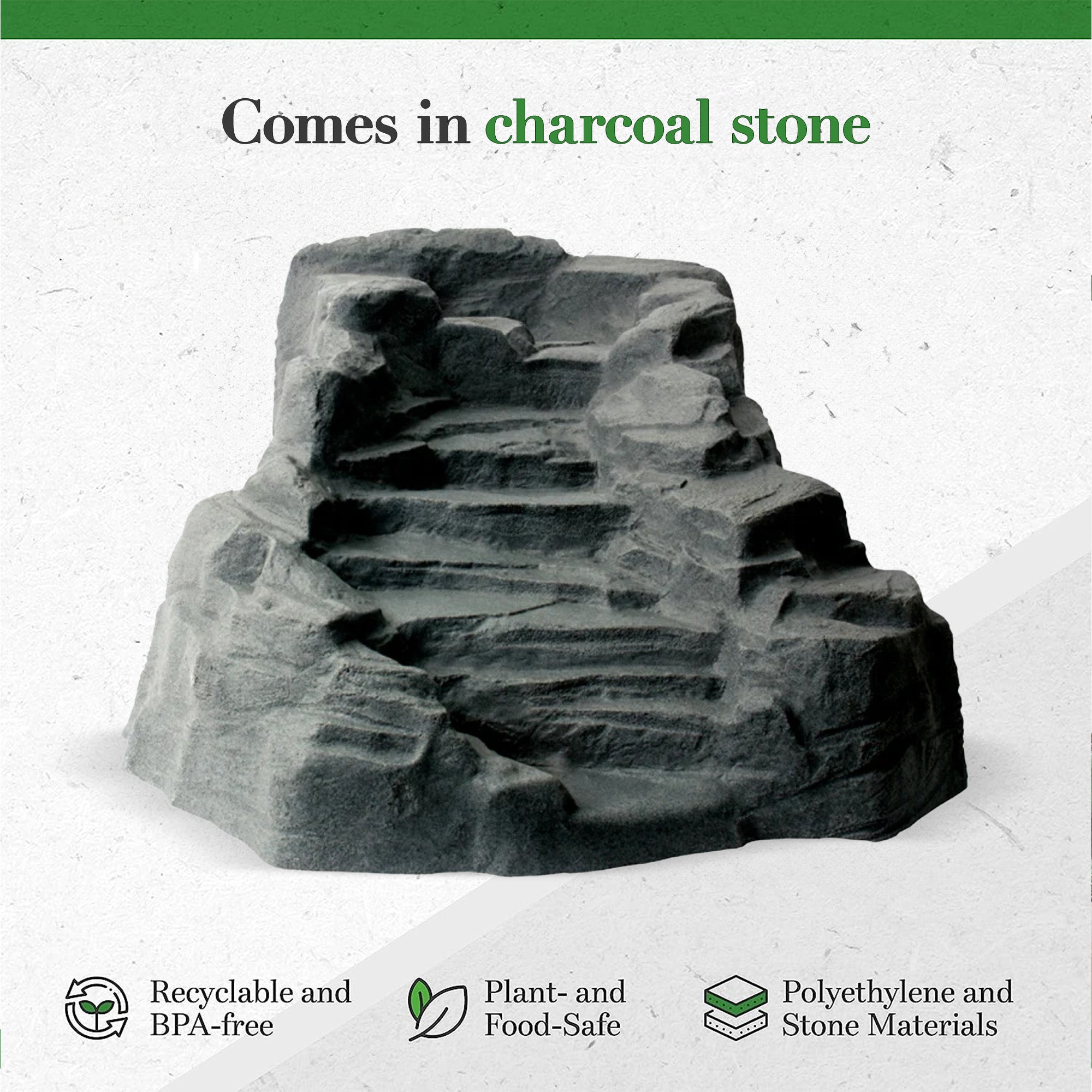 Algreen Tranquility Preformed Water Garden Pond Waterfall, Charcoalstone (Used) - VMInnovations