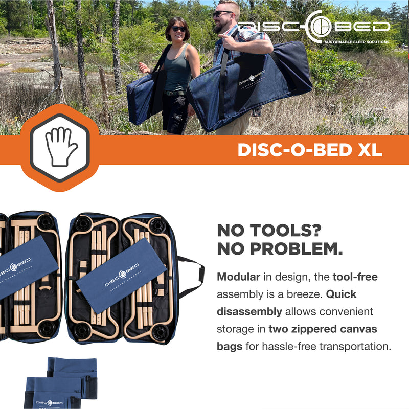 Disc-O-Bed X Large Cam-O-Bunk Benchable Double Cot with Storage Organizers, Navy