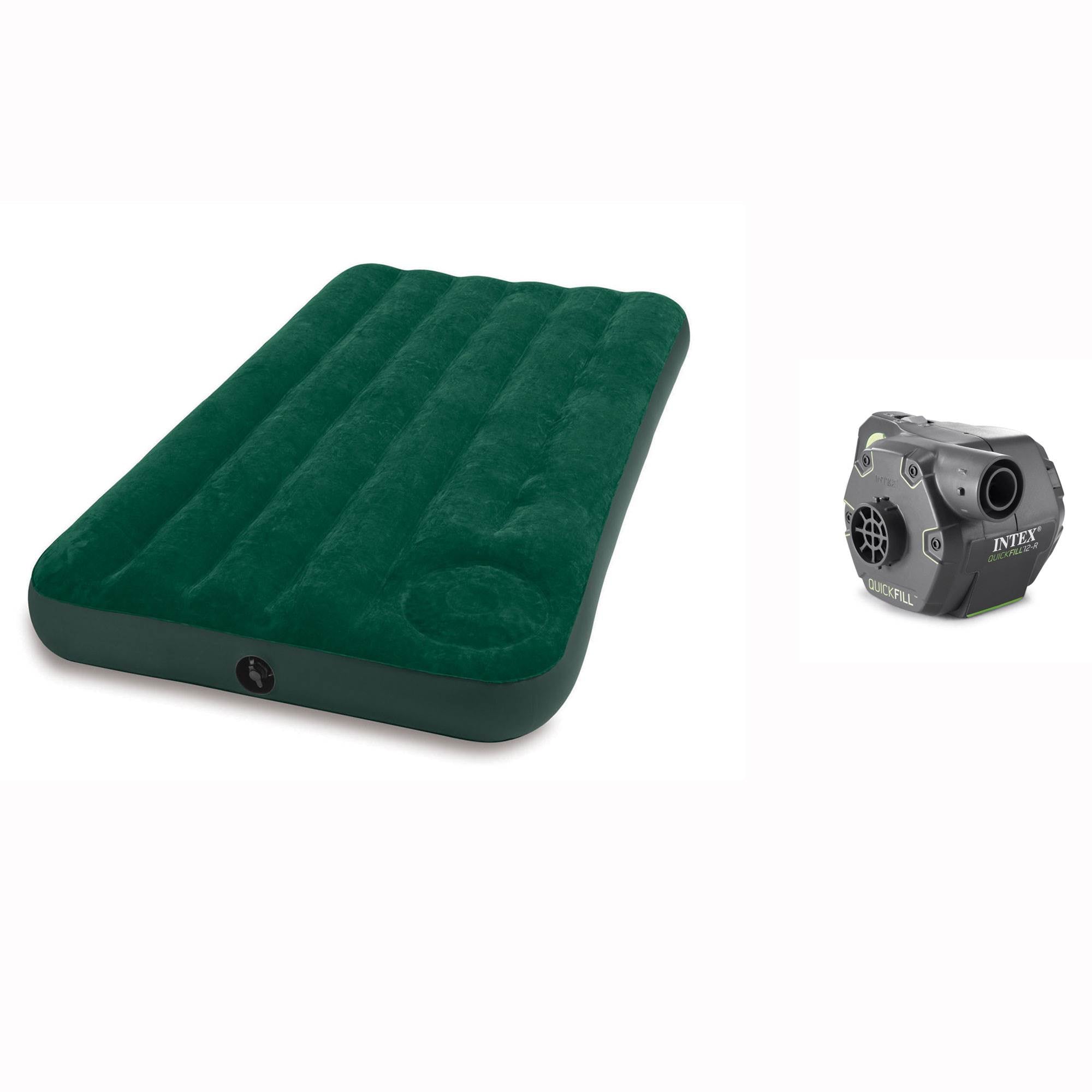 Intex Twin Inflatable Camping Air Mattress w/ Pump & 120V Electric Airbed Pump