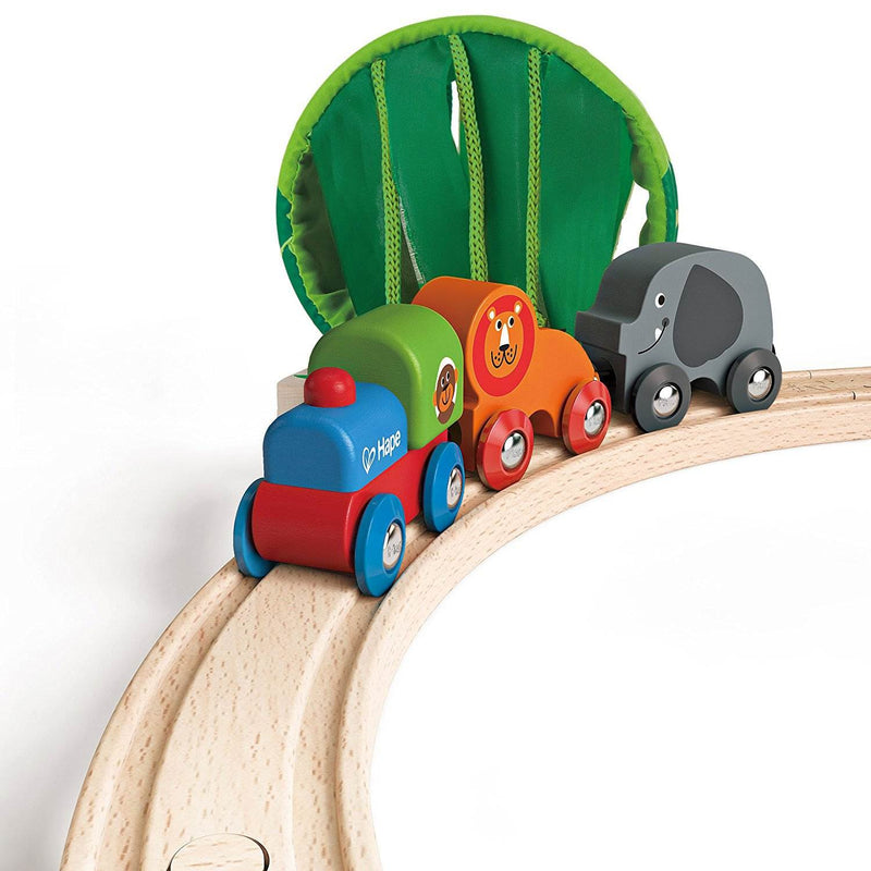 Hape Railway Play and Stow Table w/ Jungle Railway Journey Kids Wooden Train Set