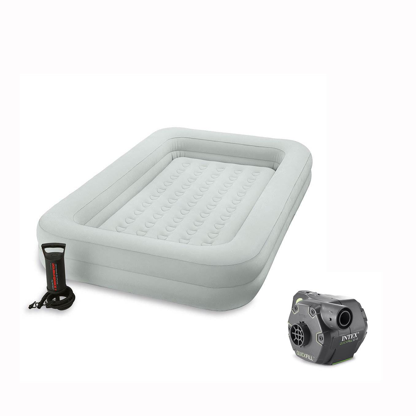Intex Kidz Camping Travel Air Mattress w/Pump &120 Volt Electric Air Bed Pump - VMInnovations