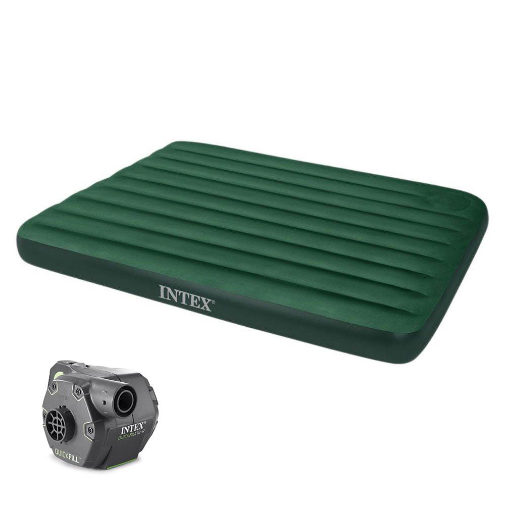 Intex Downy Queen Camping Mattress w/ Pump & 120V Rechargeable Electric Pump