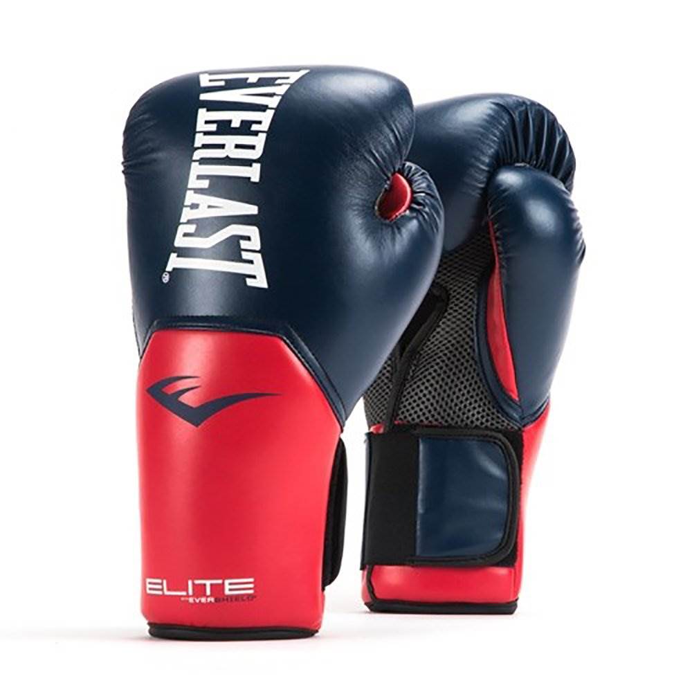 Everlast Navy/Red Elite Pro Boxing Gloves 16 ounce & Black 120 Inch Hand Wraps