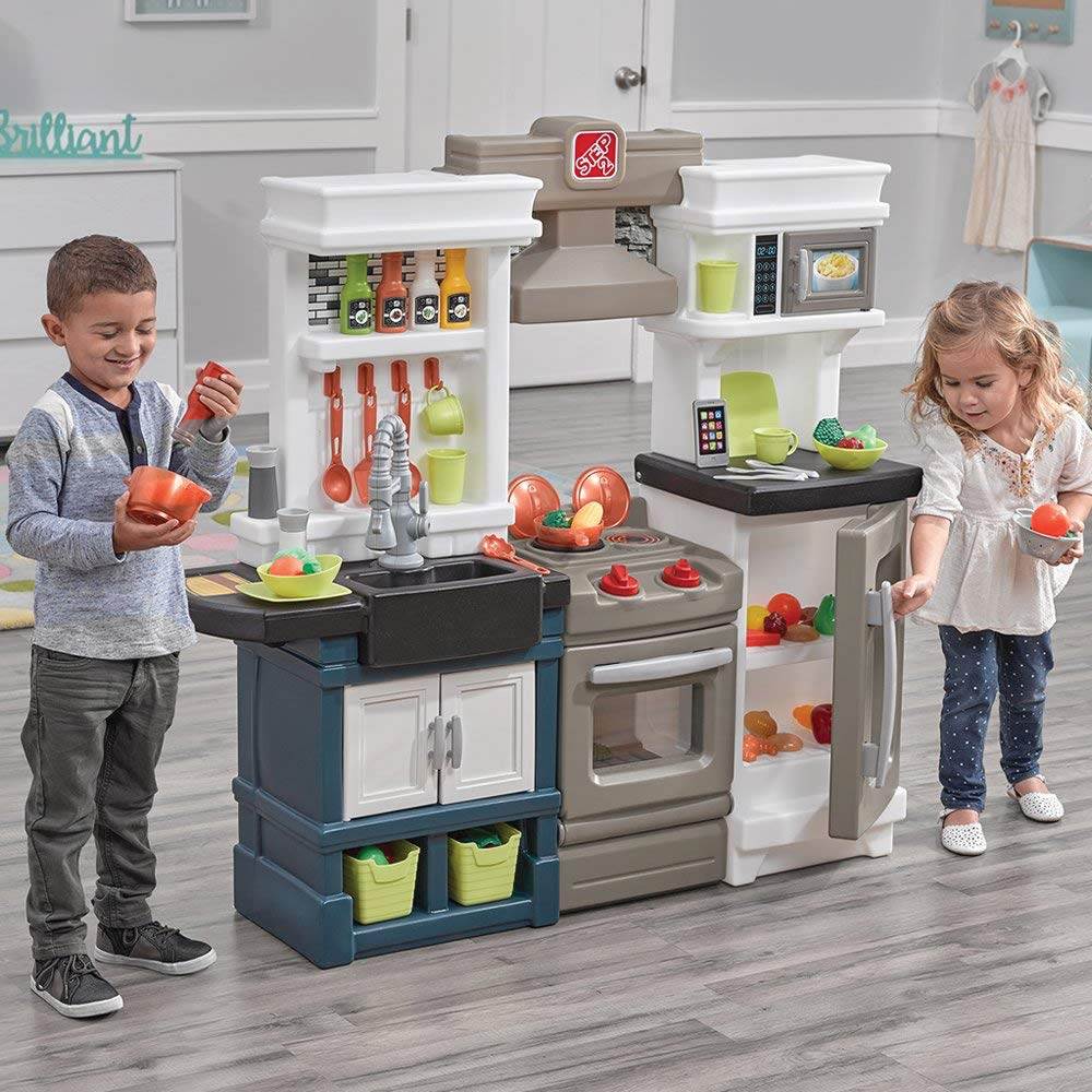 Step2 Plastic Pretend Play Modern Metro Kitchen Set with Utensil Accessories