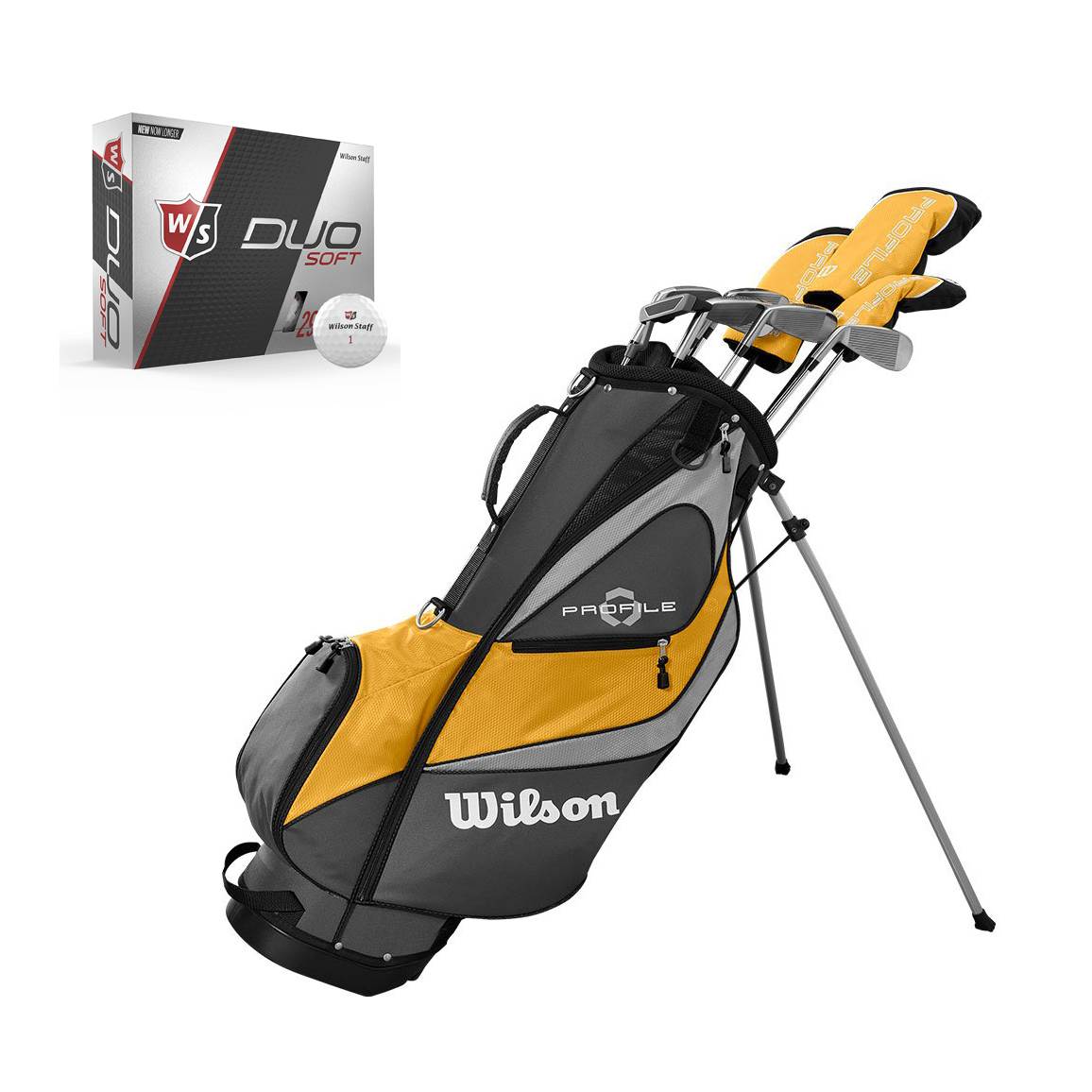 Wilson Profile XD Men's RH Flex Graphite Steel Golf Club Stand Bag Set and Balls