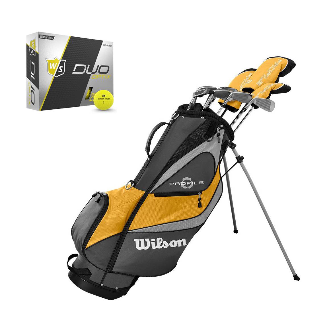 Wilson Profile XD Men's RH Graphite Steel Golf Club Bag + Glow Yellow Golf Balls