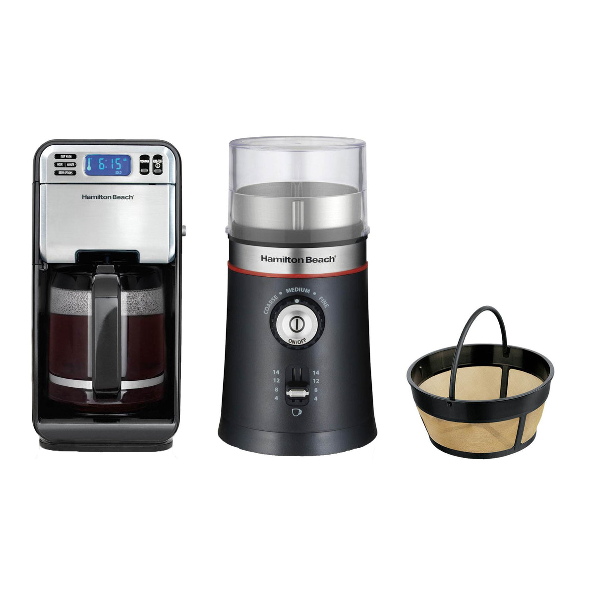 Hamilton Beach Digital Brewer with Permanent Coffee Filter and Bean Grinder