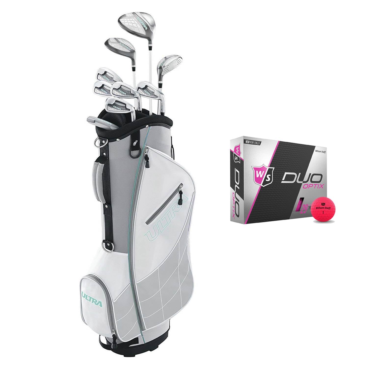 Wilson Ultra Womens Right Handed Complete Golf Club Set with Cart Bag & Balls