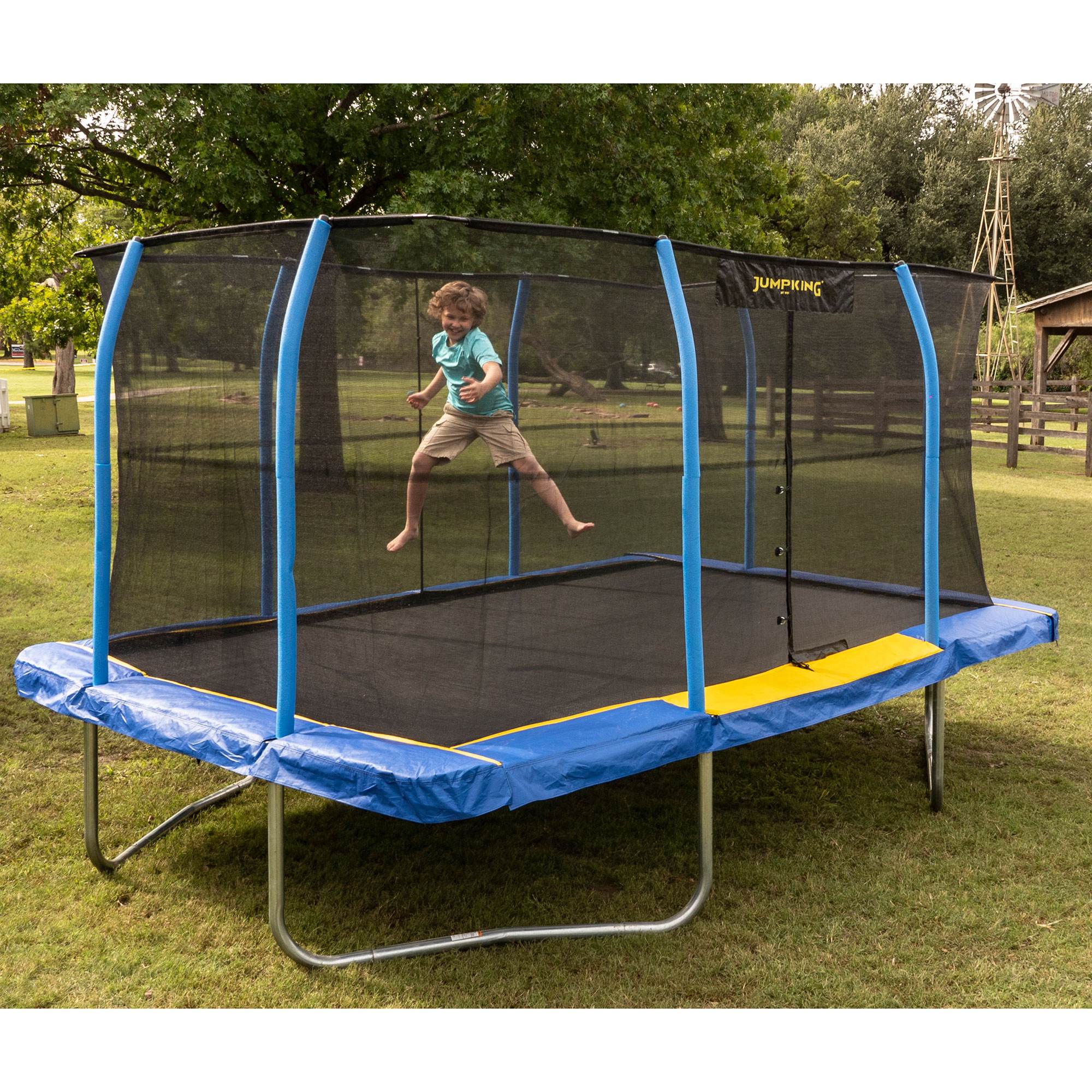 JumpKing 12 x 17 Foot Large Rectangular Trampoline with Safety Net Wall Siding - VMInnovations
