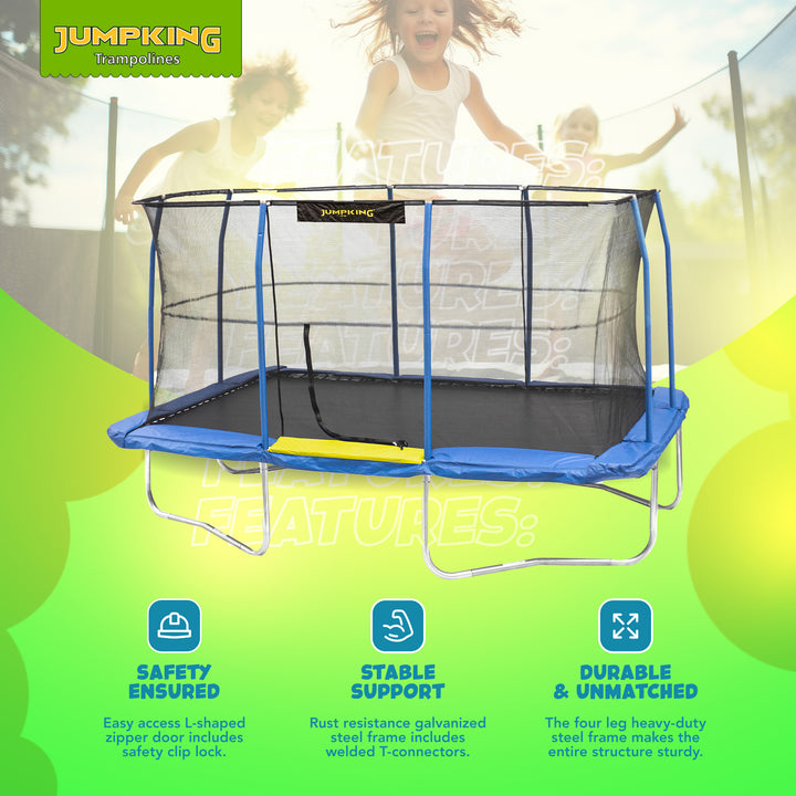 JumpKing JKRC1014C319 10 x 14 Foot Enclosed Rectangular Trampoline with G3 Pole - VMInnovations