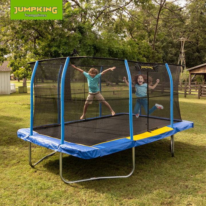 JumpKing JKRC1014C319 10 x 14 Foot Enclosed Rectangular Trampoline with G3 Pole - VMInnovations