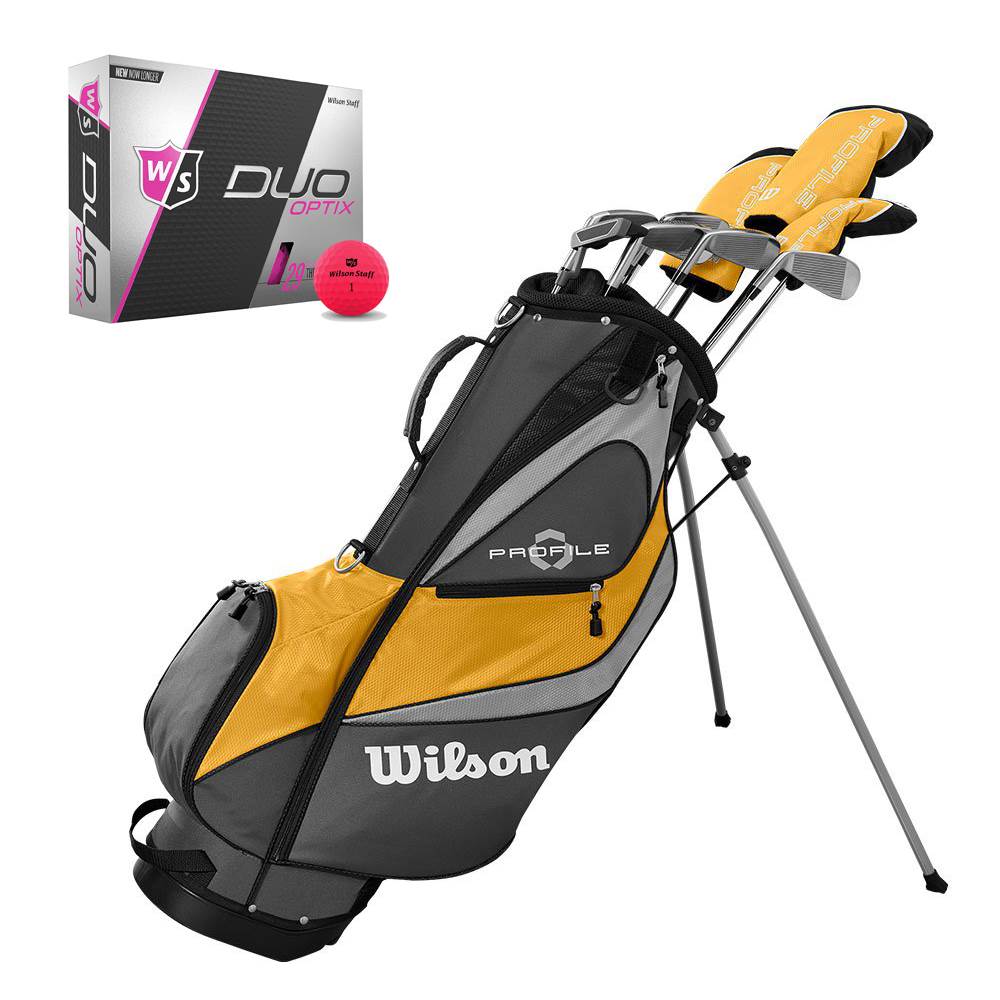 Wilson Profile XD Mens LH Flex Graphite Steel Golf Club Stand Bag Set and Balls