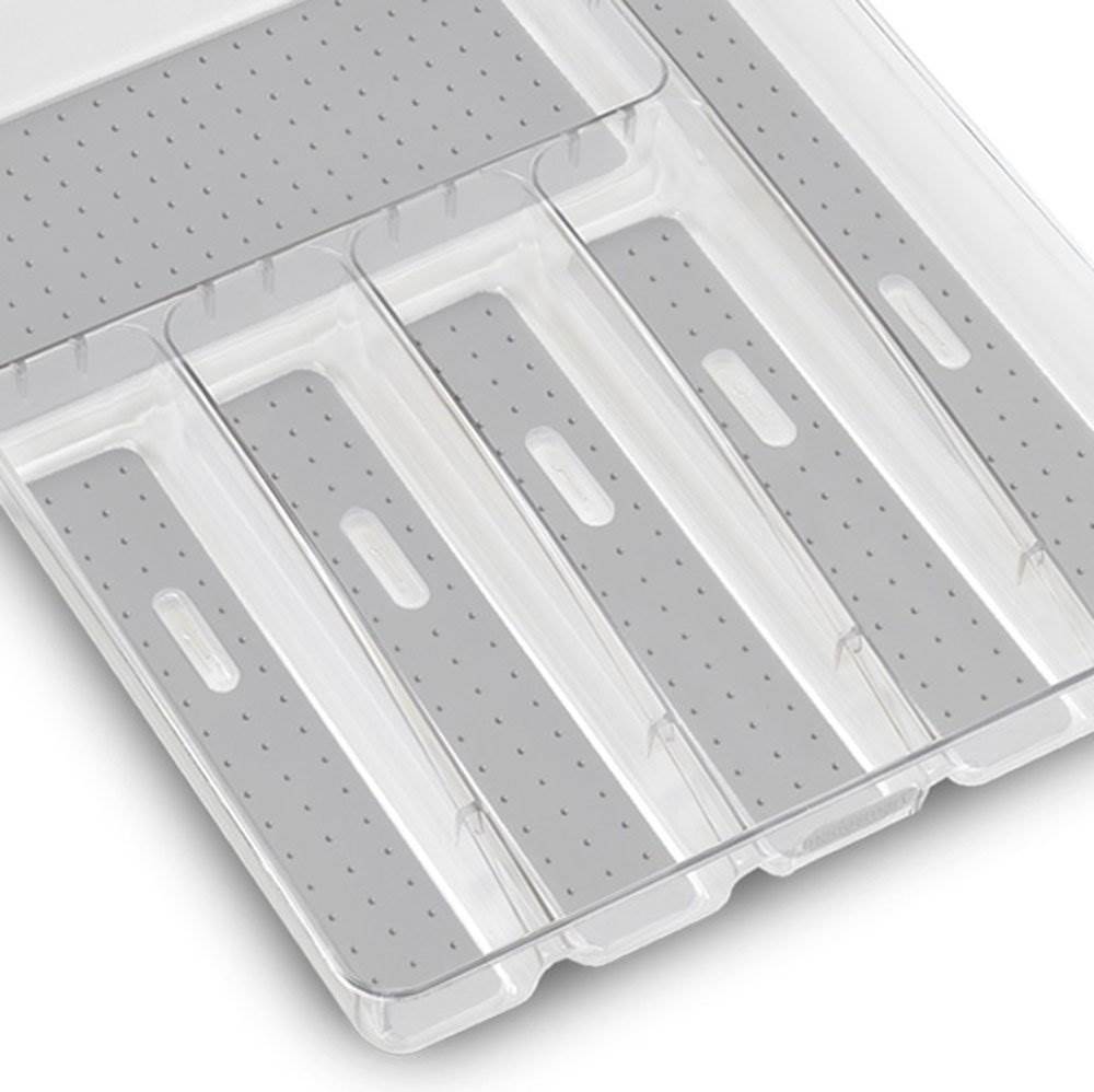MadeSmart Clear Large Kitchen Silverware Tray Drawer Organizer, White (2 Pack) - VMInnovations