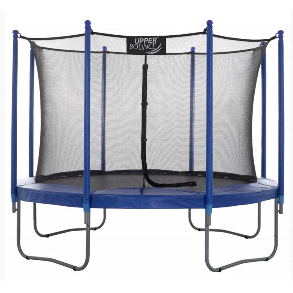 Upper Bounce Easy Assemble Durable 10 Foot Trampoline & Metal Ground Anchor Kit