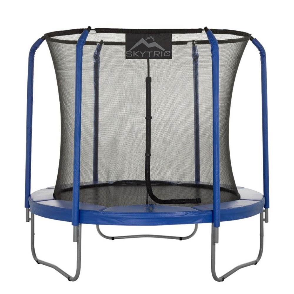 Upper Bounce Skytric 8 Foot Trampoline w/ Top Ring Enclosure & Ground Anchor Kit