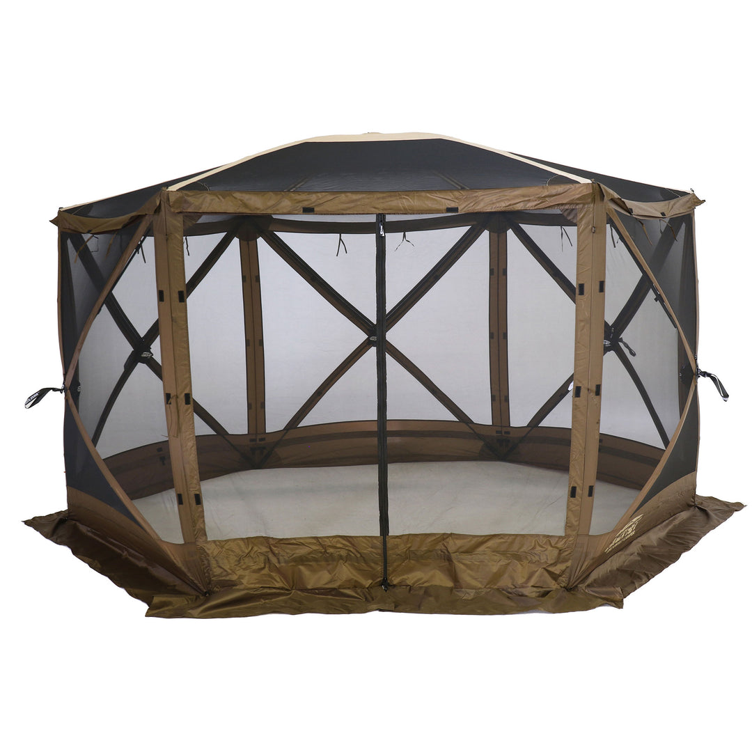 Clam Quick Set Escape Sky Camper Gazebo Canopy Shelter w/ Floor, Brown (Used) - VMInnovations