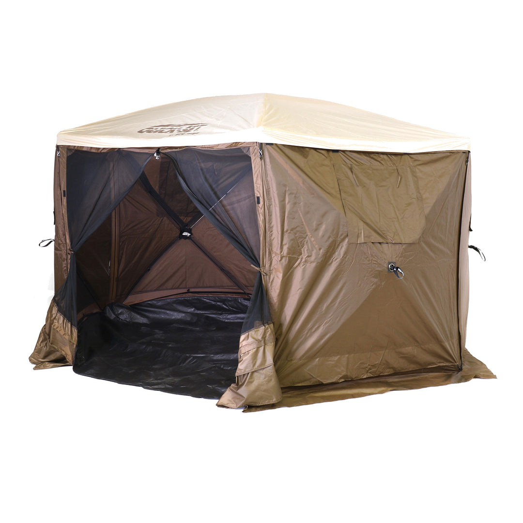 Clam Quick Set Escape Sky Camper Gazebo Canopy Shelter w/ Floor, Brown (Used) - VMInnovations