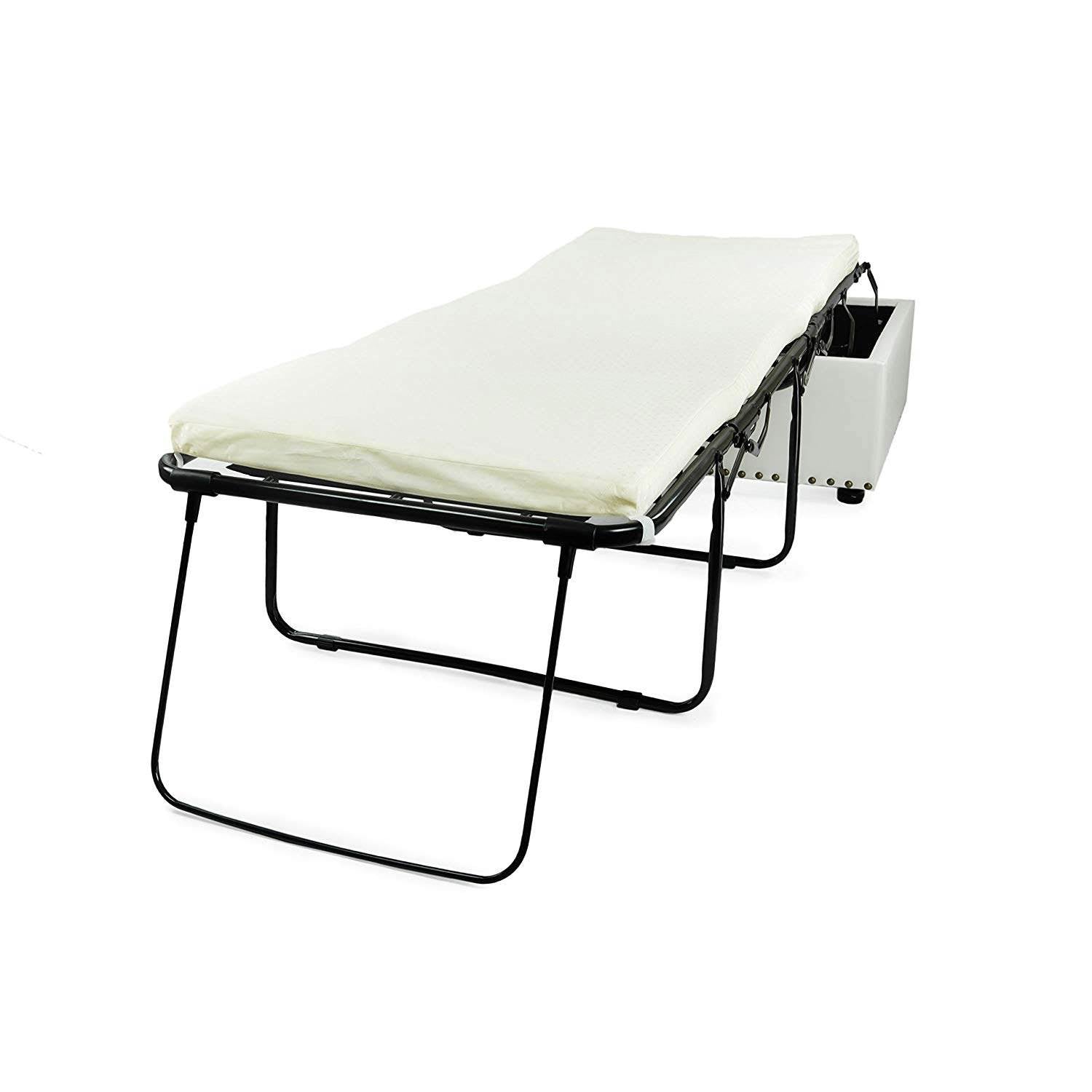 SpaceMaster iBed Ottoman with Fold Out Hideaway Guest Bed, White (Used)