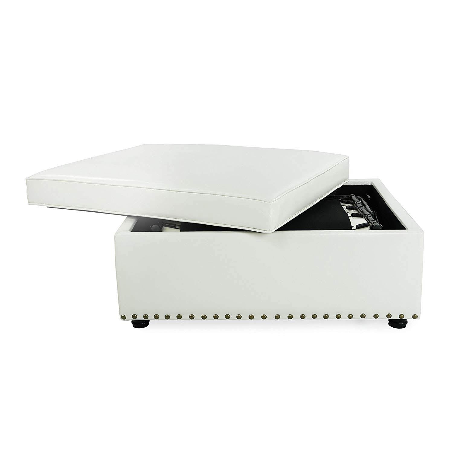 SpaceMaster iBed Ottoman with Fold Out Hideaway Guest Bed, White (Open Box)