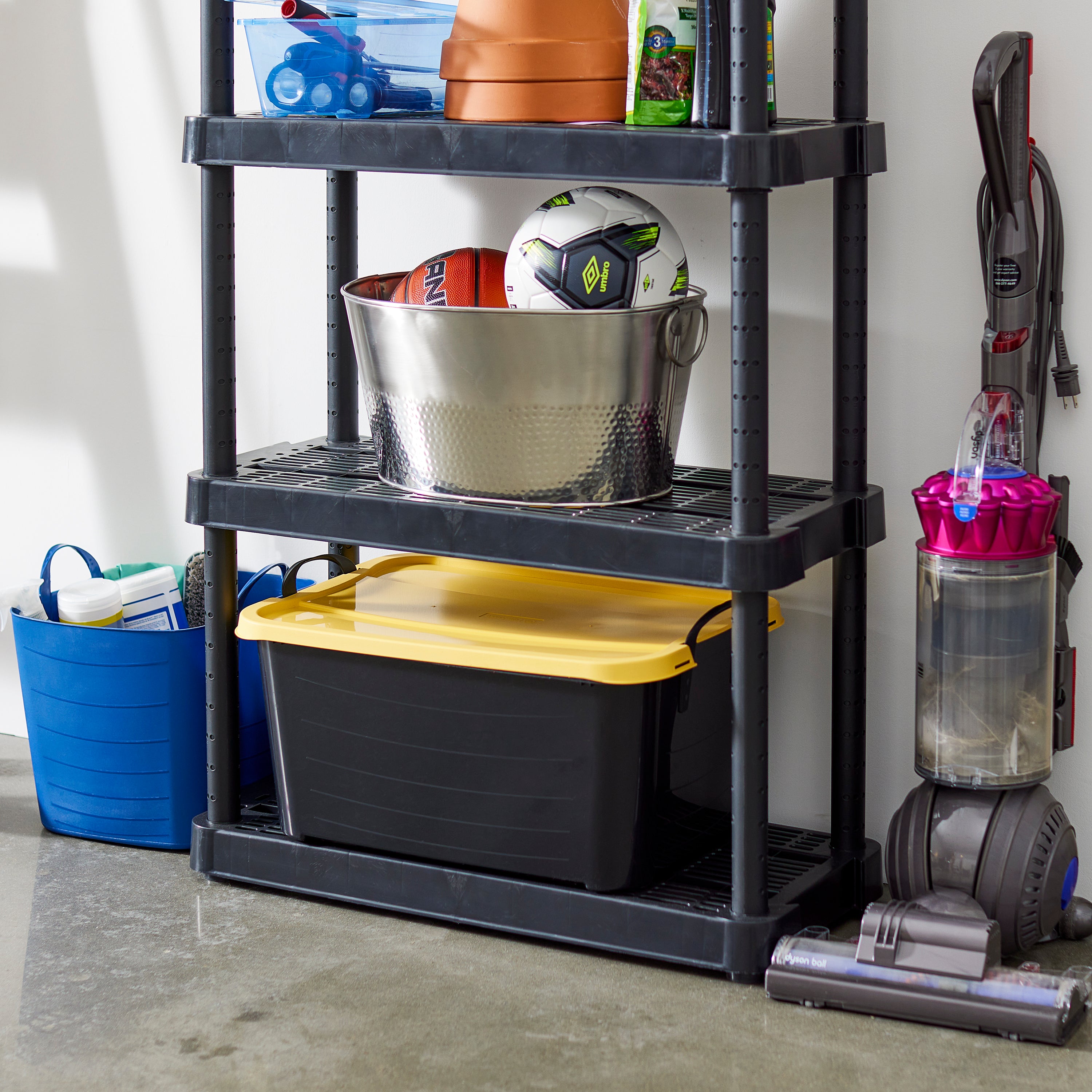 Life Story 55 Quart Stackable Organization and Storage Container, Black/Yellow - VMInnovations