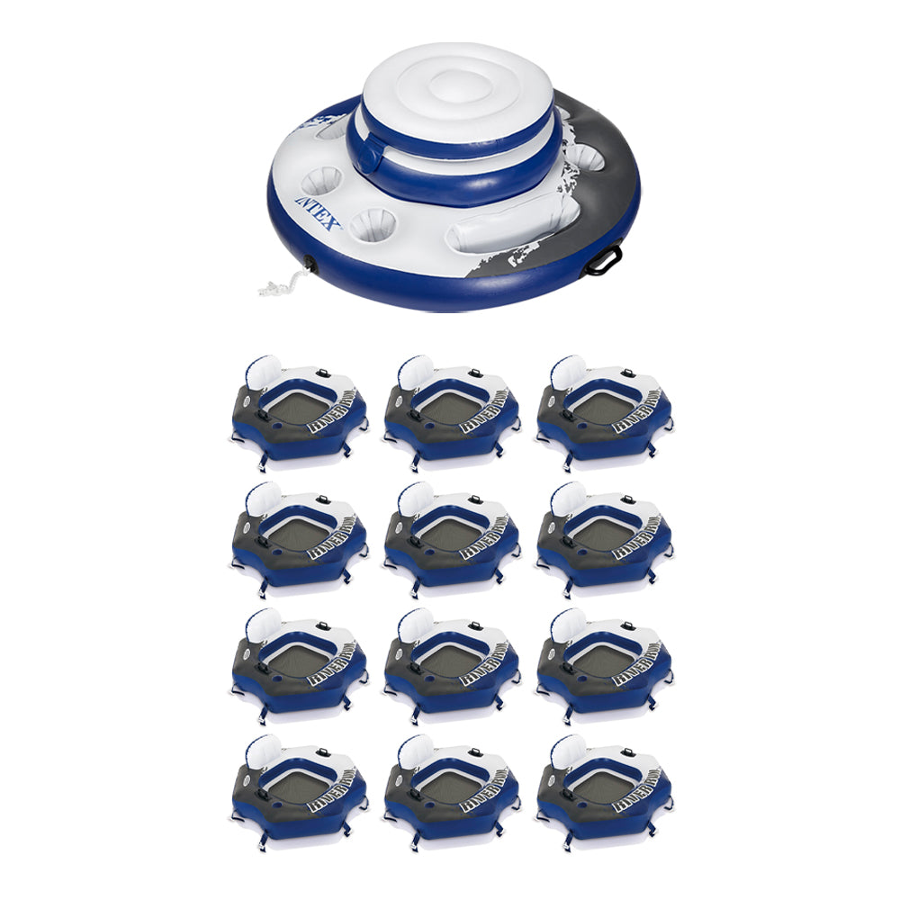 Inflatable Floating Cooler Bundled with 1 Person Lounger Floating Tube (12 Pack)
