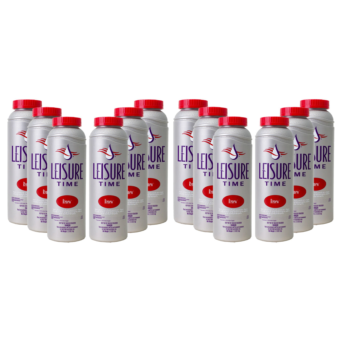 LEISURE TIME Renew Spa Hot Tub Non-Chlorine Shock Chemicals - 2.2 lbs (12 Pack)