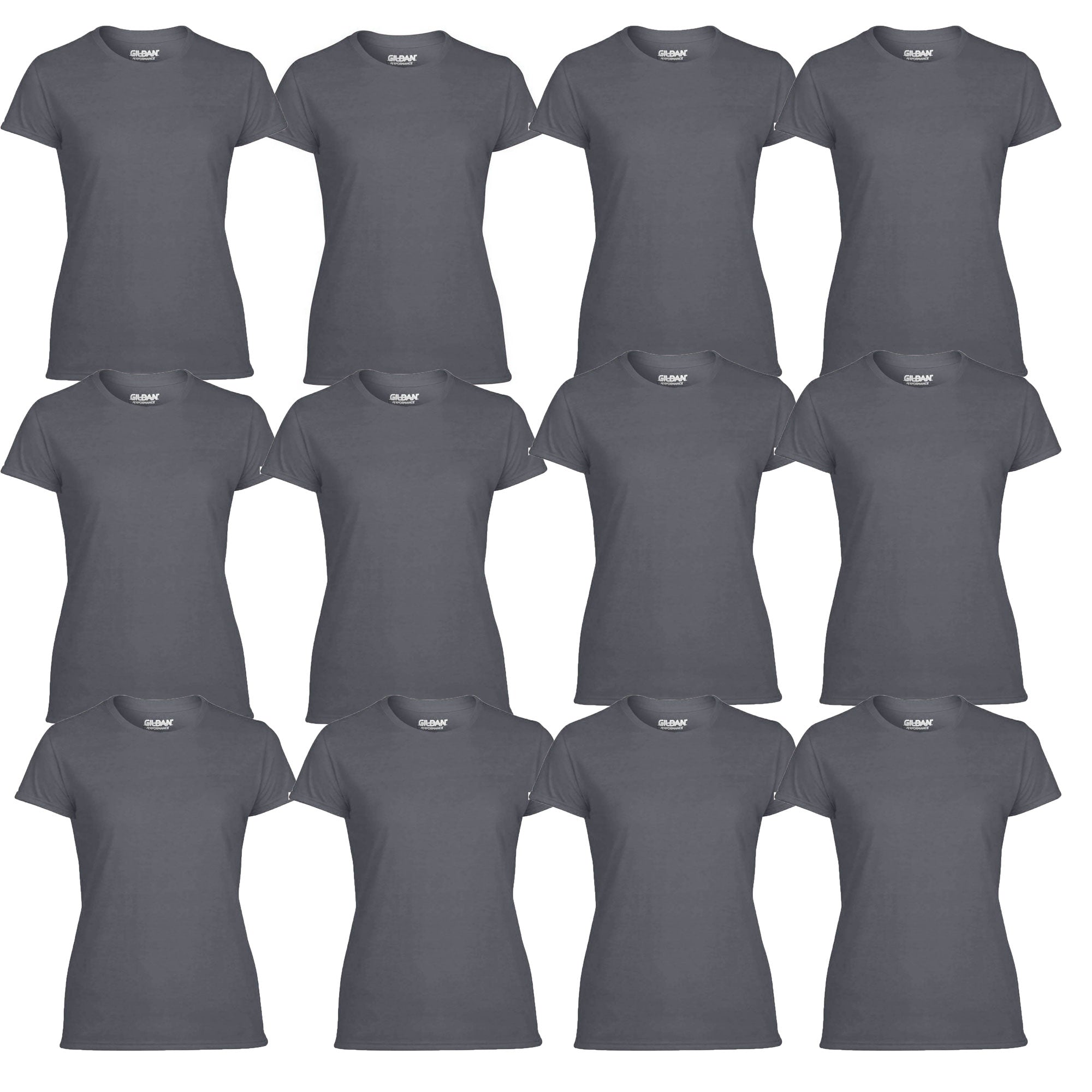 Gildan Missy Fit Womens Large Adult Short Sleeve T-Shirt, Charcoal (12 Pack) - VMInnovations
