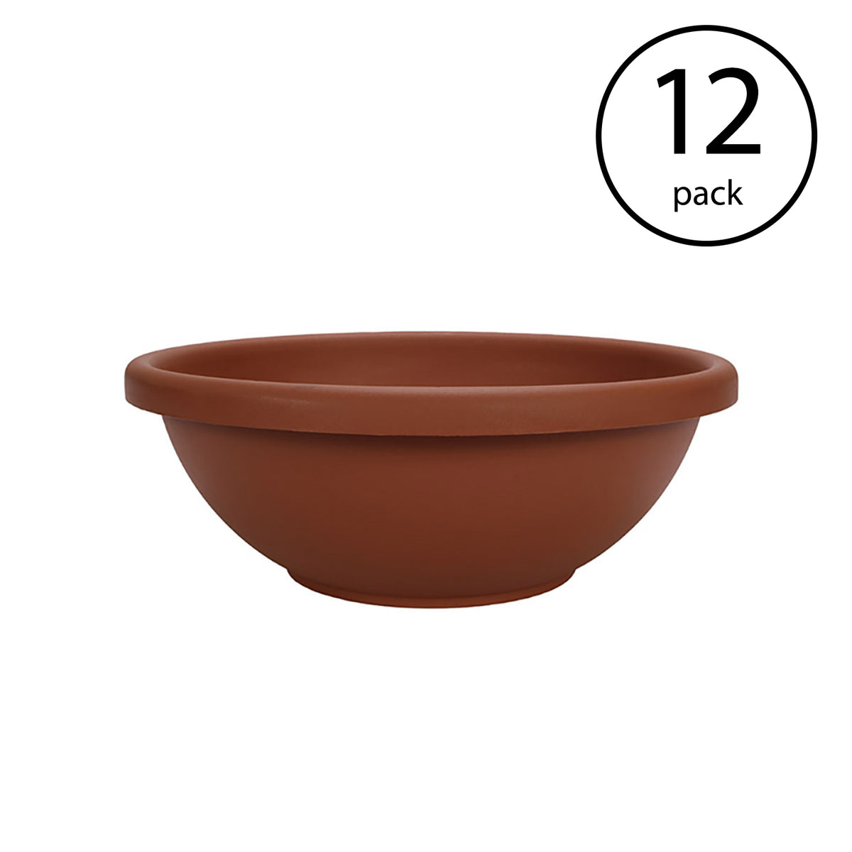 HC Companies 22 Inch Plastic Garden Bowl Planter Pot, Terracotta Brown (12 Pack)