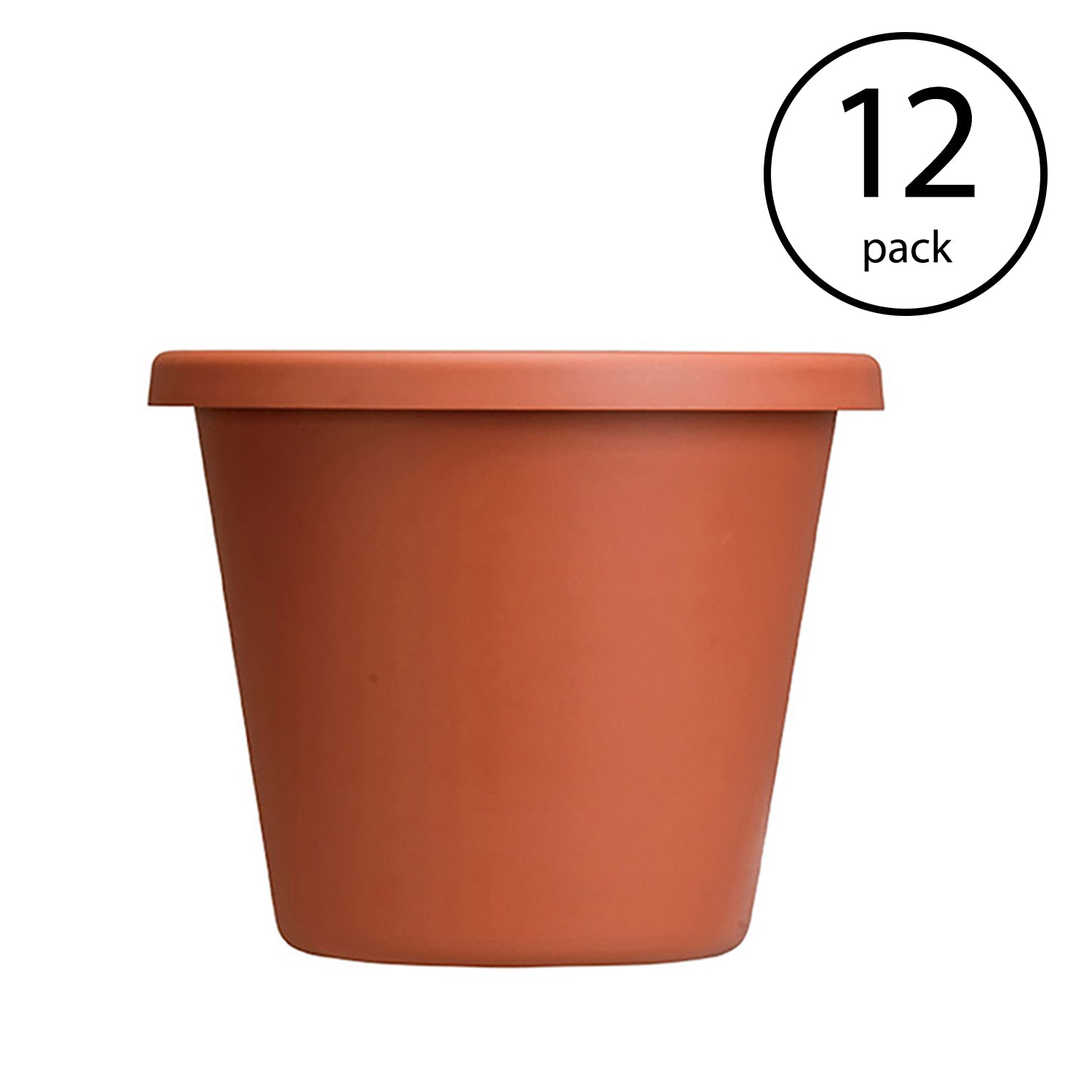 HC Companies LIA24000E35 24 Inch Plastic Round Classic Plant Pot, Clay (12 Pack) - VMInnovations