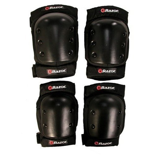 Globber NL Foldable 2-Wheel Kick Scooter and Razor Youth Elbow & Knee Pad Set