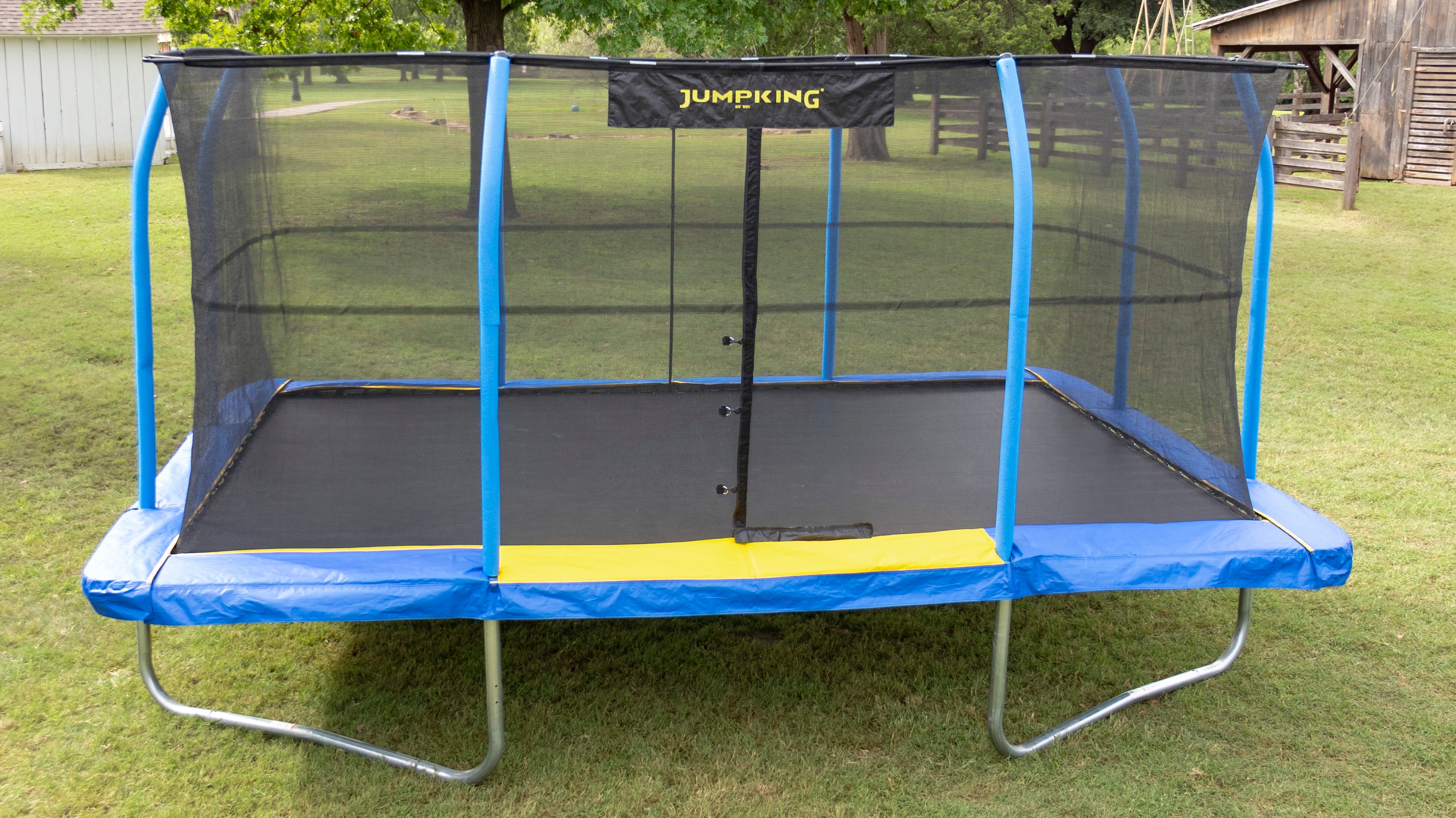 JumpKing 12 x 17 Foot Large Rectangular Trampoline with Safety Net Wall Siding - VMInnovations