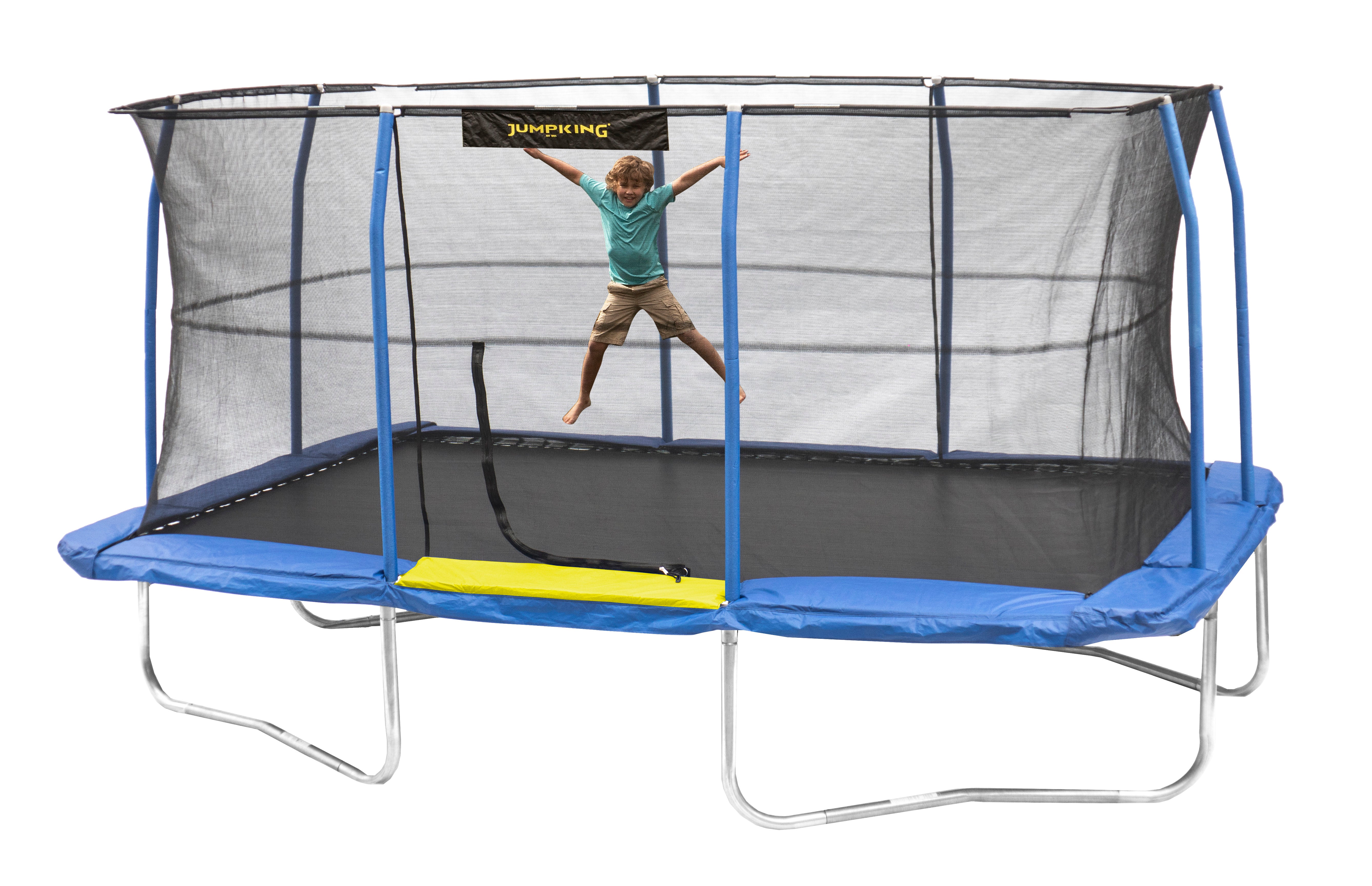 JumpKing 12 x 17 Foot Large Rectangular Trampoline with Safety Net Wall Siding - VMInnovations