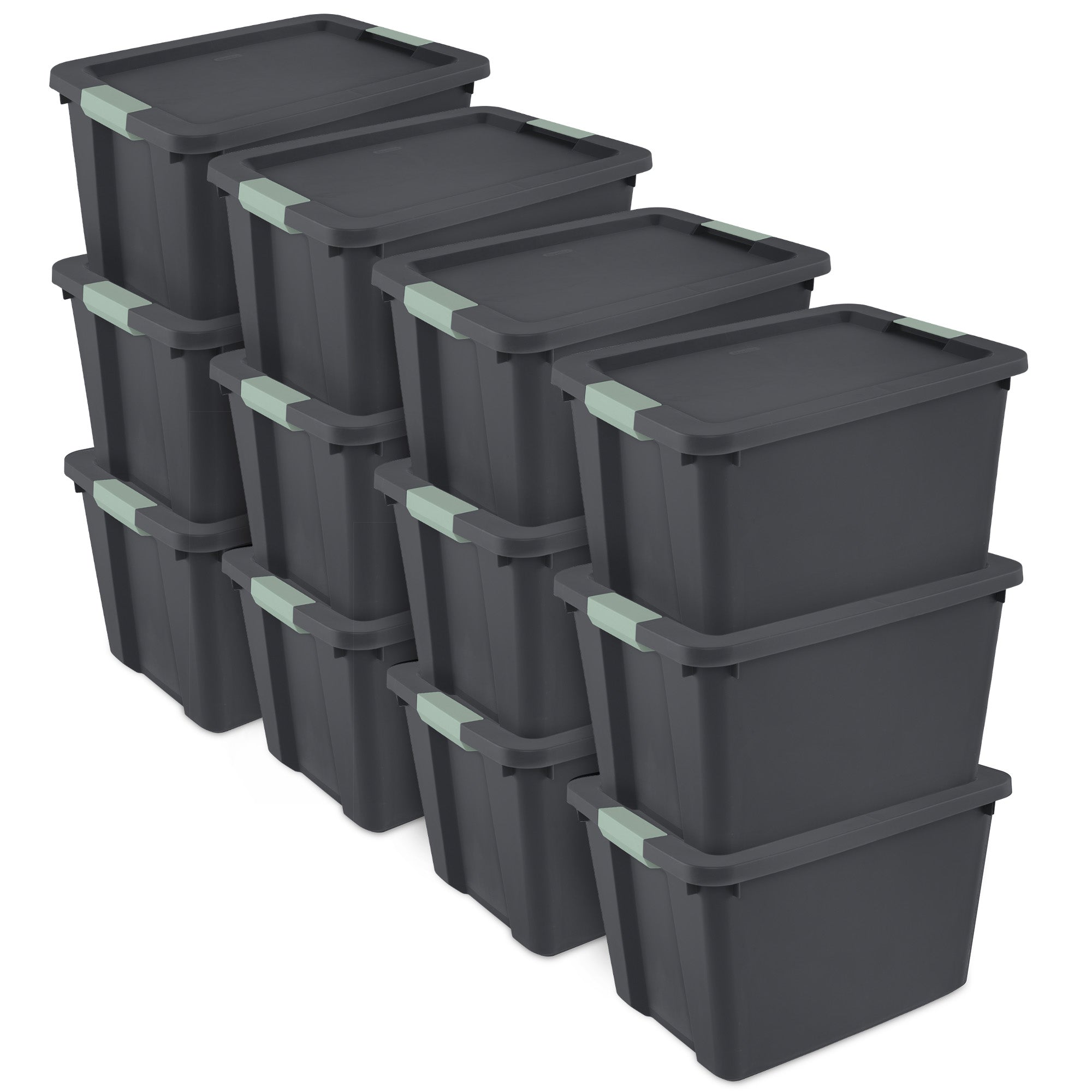Sterilite 12 Pack 20 Gallon Latch Tote, Stackable Plastic Storage Bin Container - VMInnovations